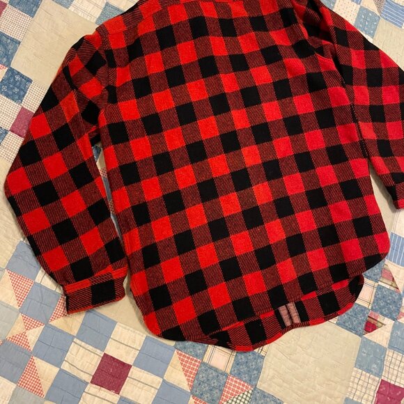 Vintage 1950s/60 Duxback Kamp It Wool Buffalo Check Plaid Red Shirt Jacket - Picture 15 of 16